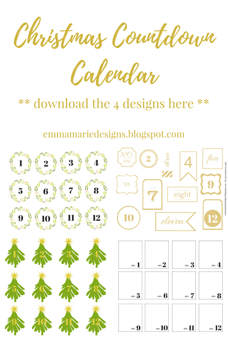 Christmas Countdown Calendar Emma Marie Designs