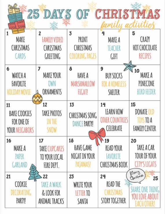Christmas Countdown Calendar Of Fun Family Activities