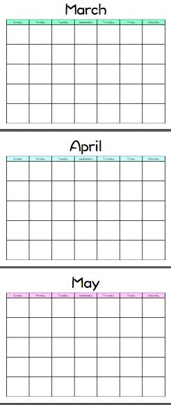 Customizable Blank Calendar Template Mixed Colors Printable Free Blank Calen In 2020 Blank