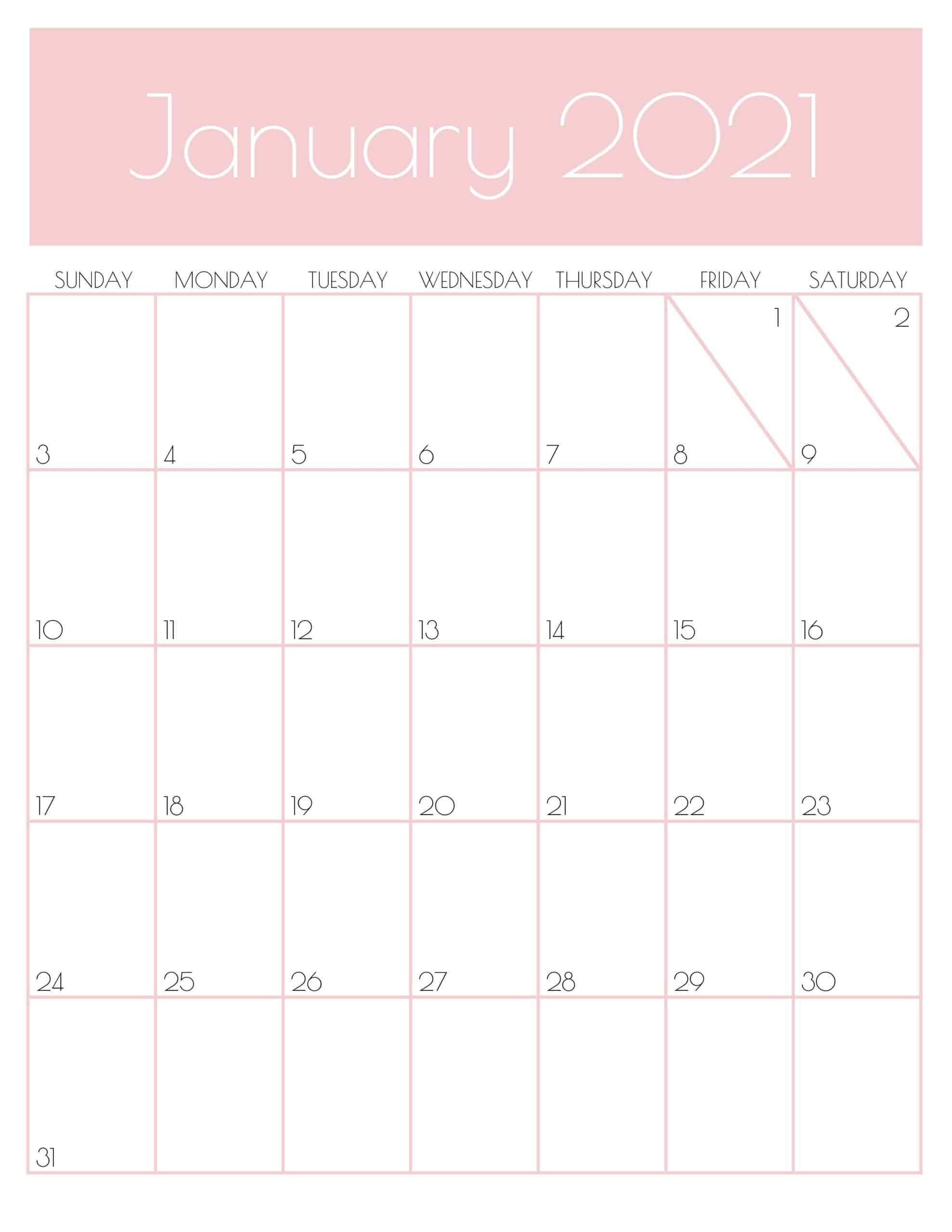 Cute Free Printable January 2022 Calendar