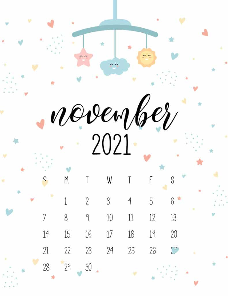 Cute Nursery Mobile Calendar 2021 World Of Printables