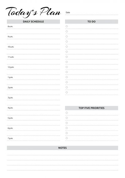Daily Planner With Hourly Schedule To Do List Am Pm