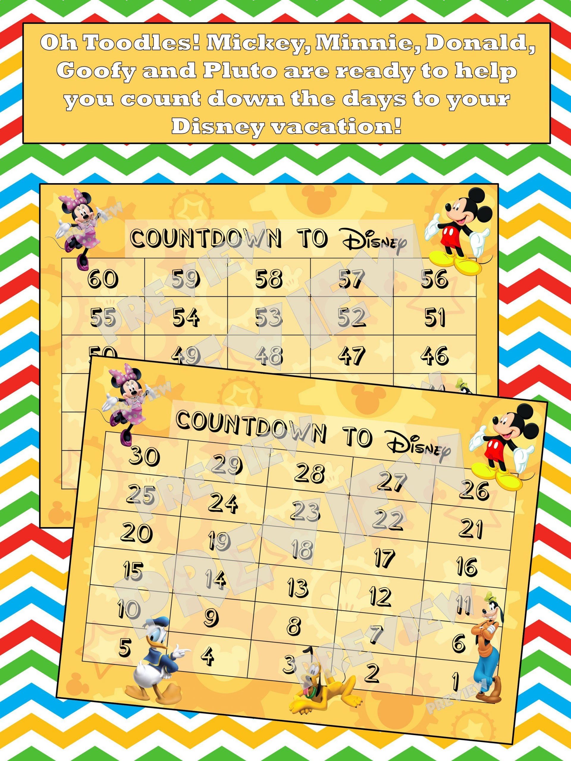 Disney Countdown Calendar Mickey Minnie Donald Goofy
