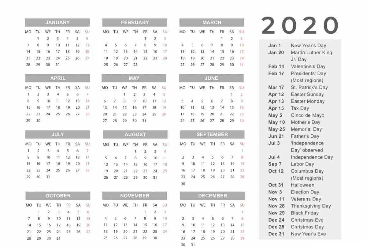 Download This Free 2020 Printable Calendar With A Simple