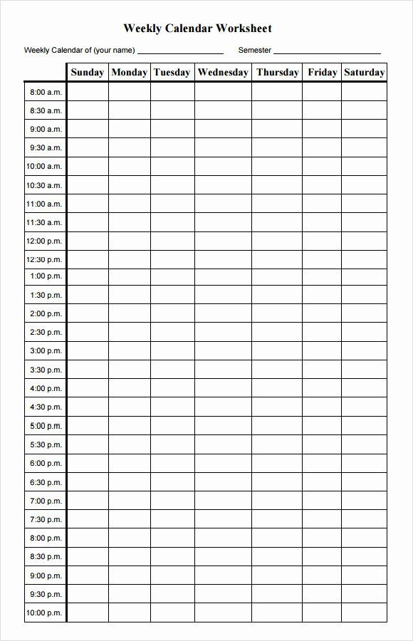 E2889a 30 Week Day Schedule Template In 2020 With Images