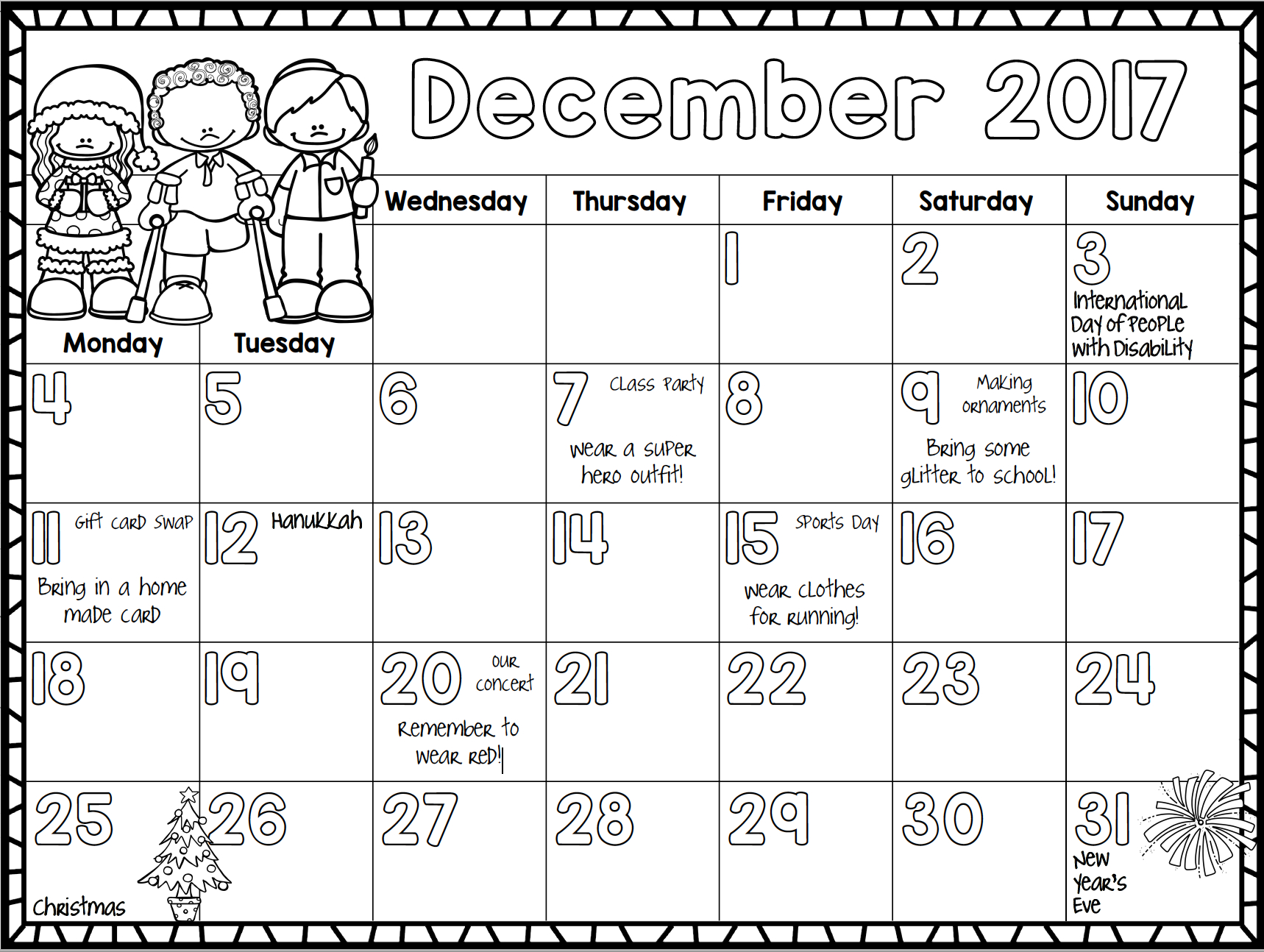 Free 2017 Monthly Calendar For Kids Lizs Early Learning