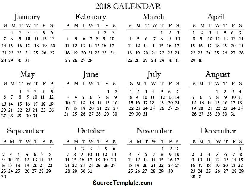 Free 5 2018 Calendar Printable Template Calendar 2018