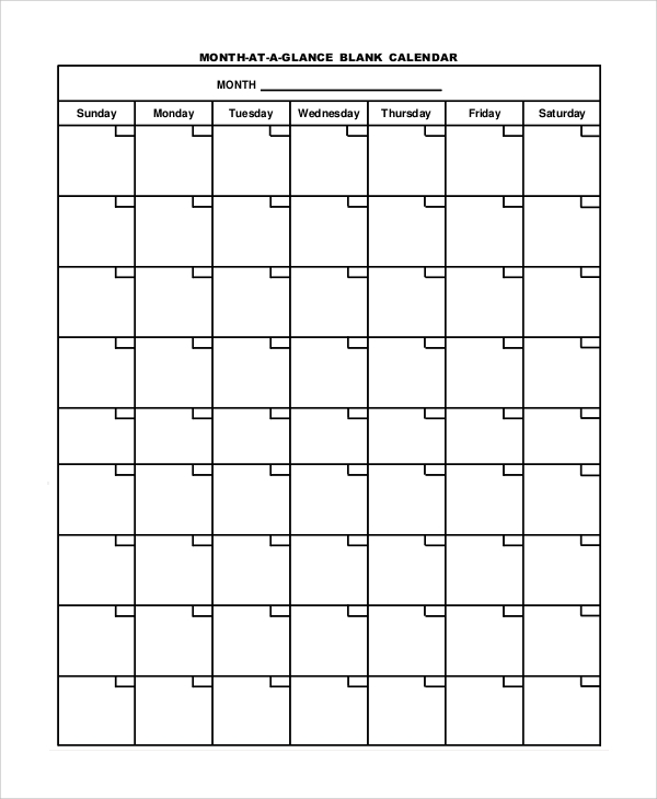 free 6 printable blank calendar templates in pdf ms word