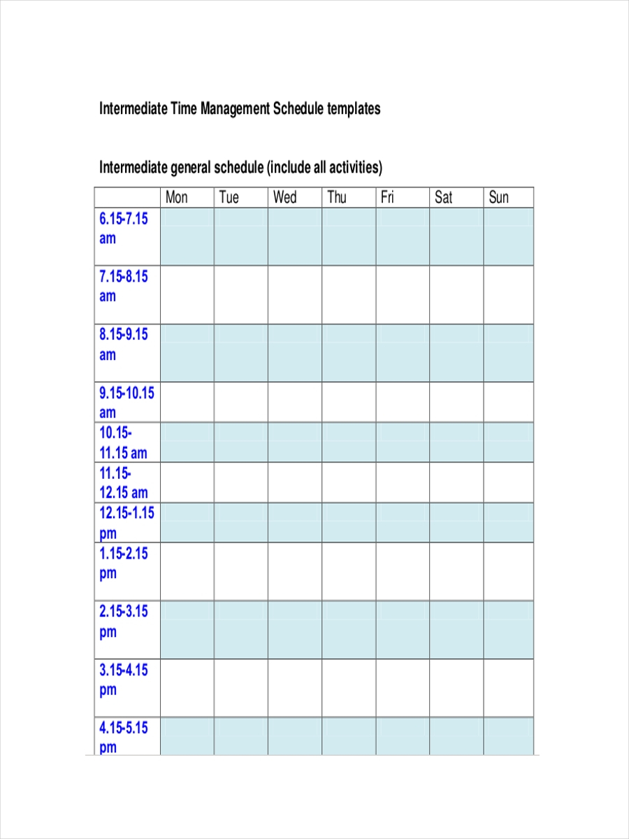 Free 7 Time Management Schedule Examples Samples In