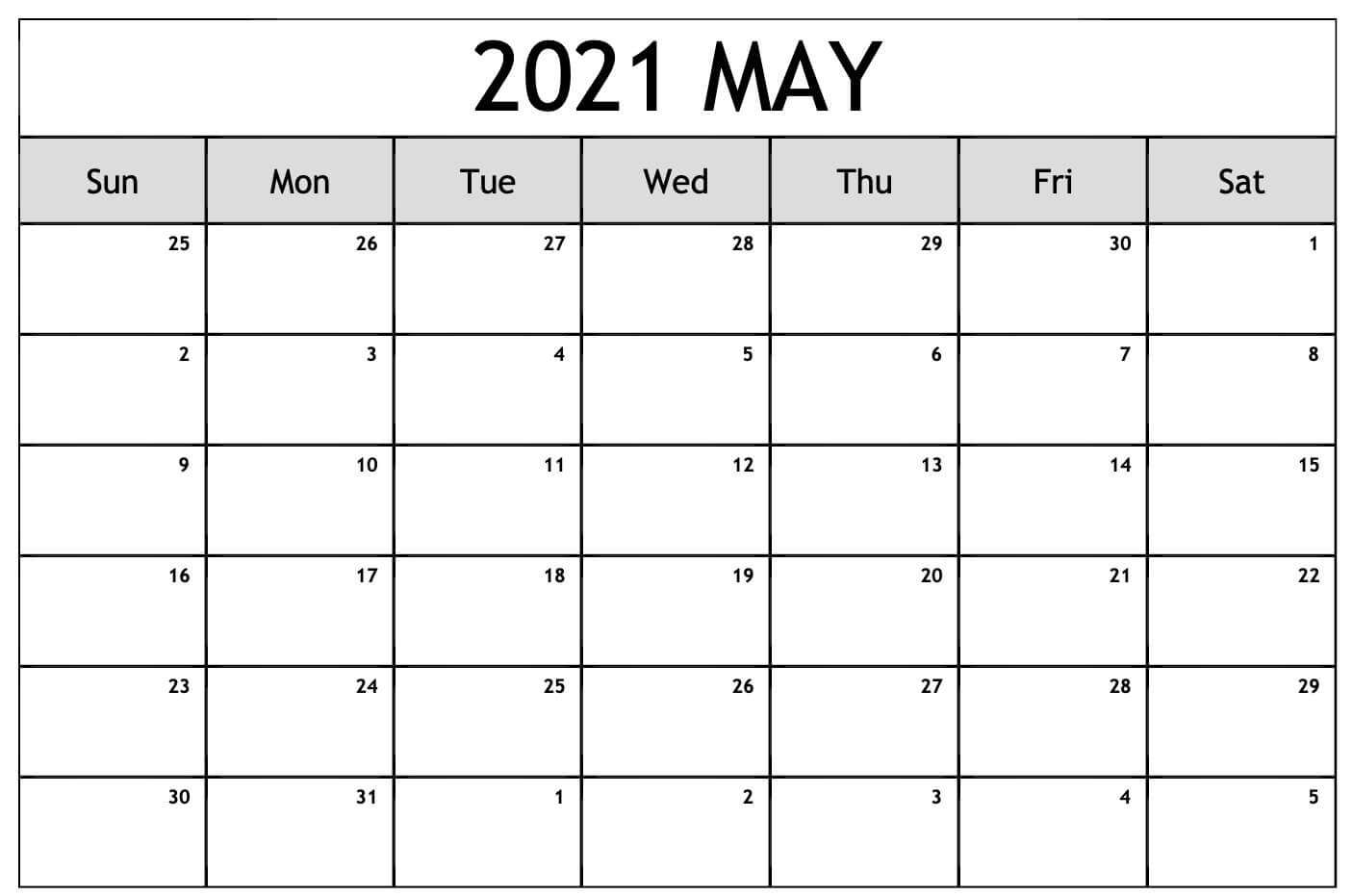 Free Blank Monthly 2021 Printable Calendar Template
