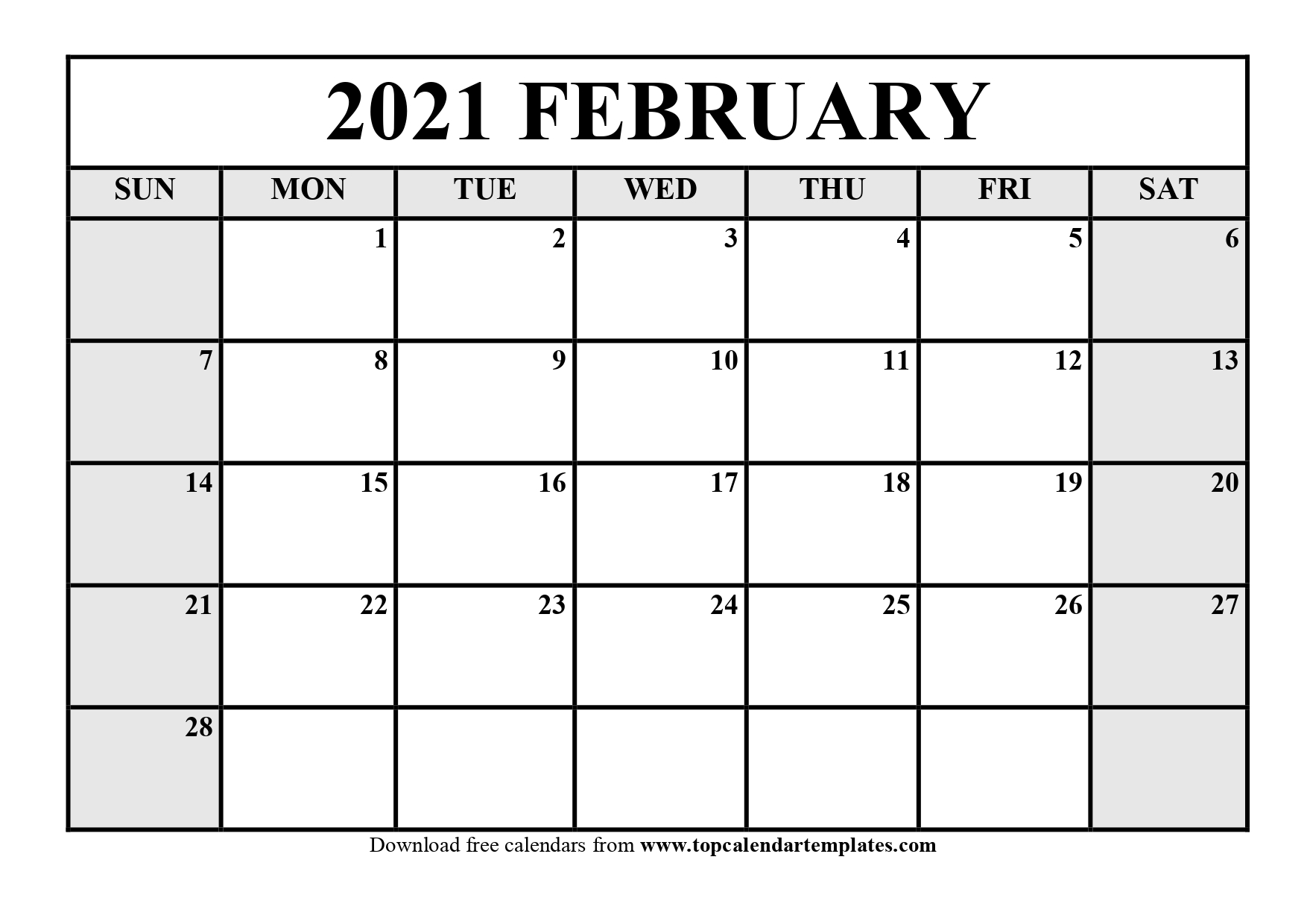 Free February 2021 Calendar Printable Pdf Word