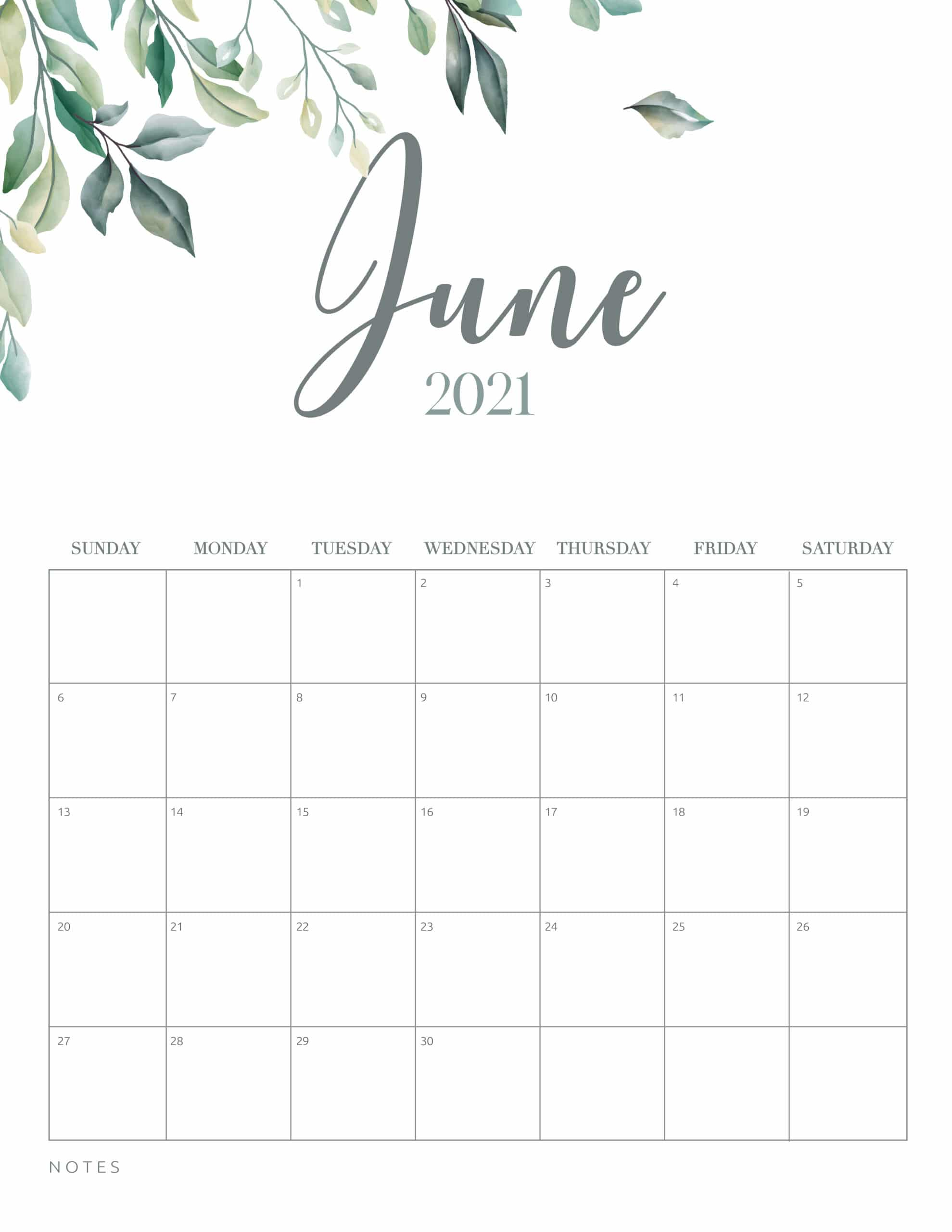 Free Printable 2021 Calendar Botanical Style World Of