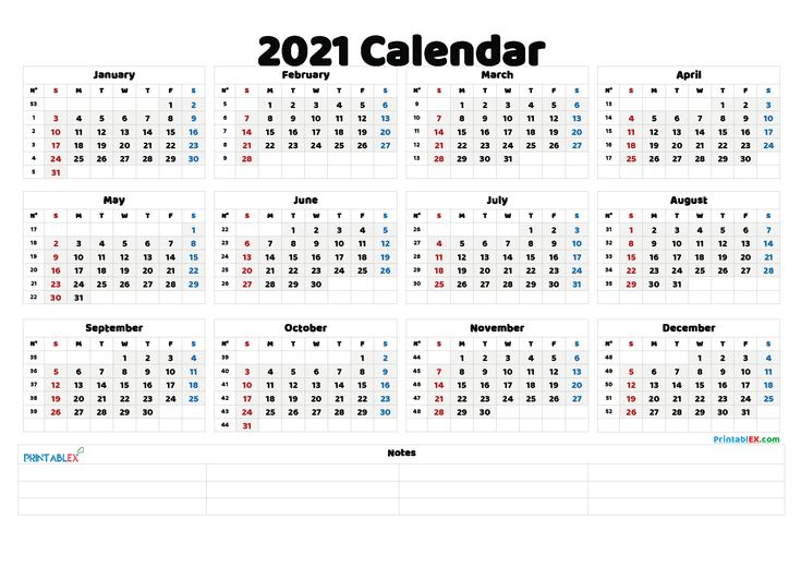 free printable 2021 yearly calendar with week numbers 1