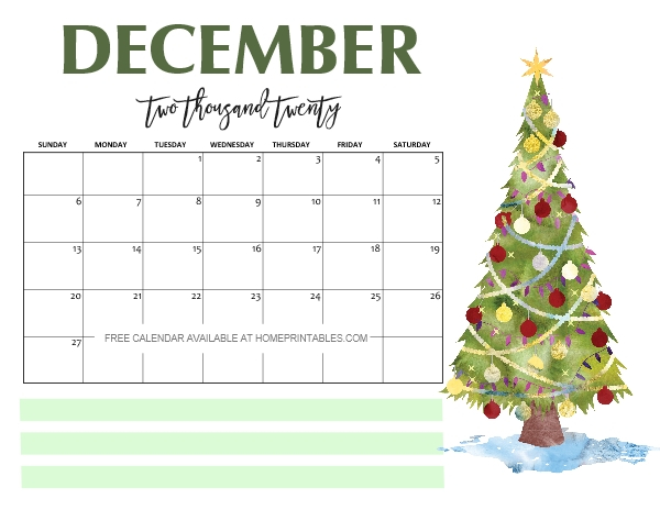 free printable december 2020 calendars printable