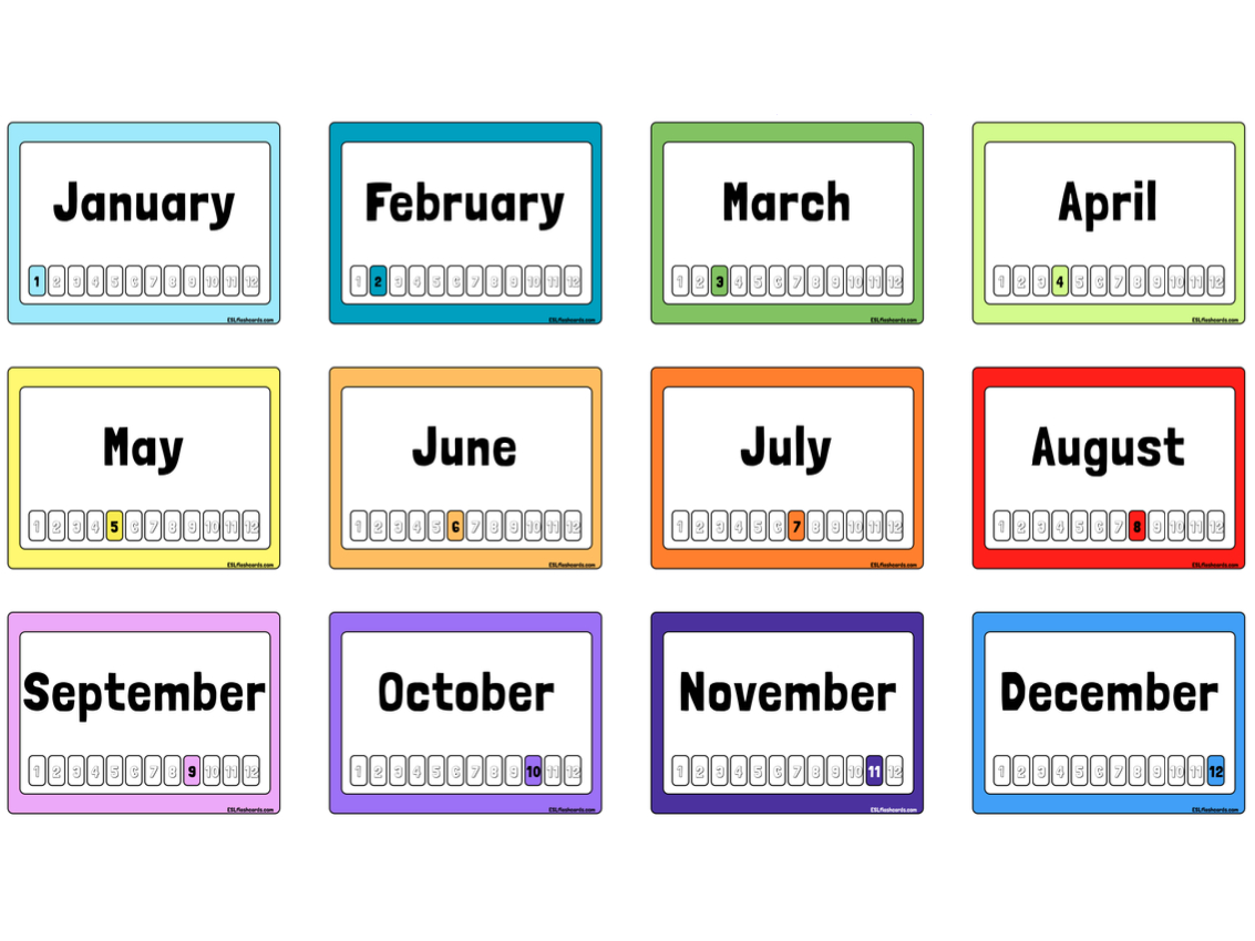 Free Printable Months Of The Year Flashcards Months In A