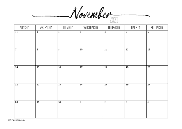 free printable november 2021 calendar customize online