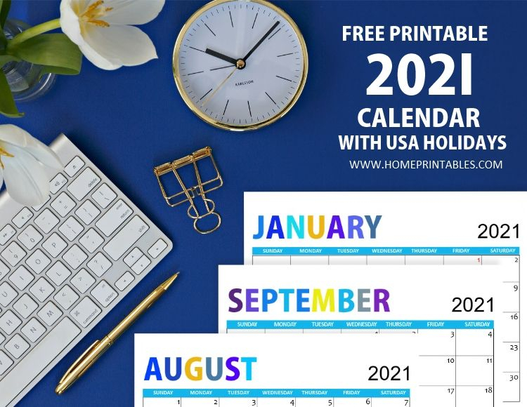 Free Us Calendar With 2021 Us Holidays Monthly Calendar