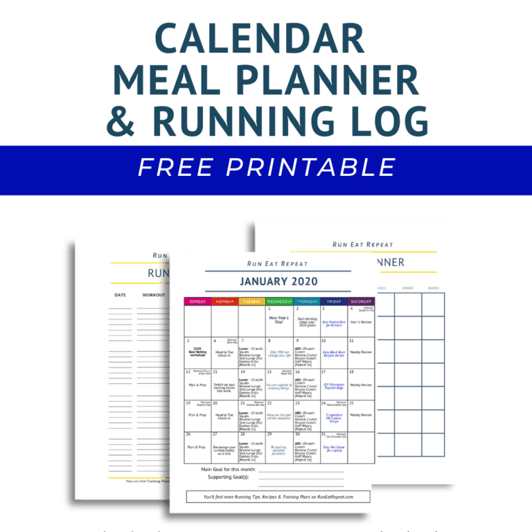 january calendar running log and planner free printable
