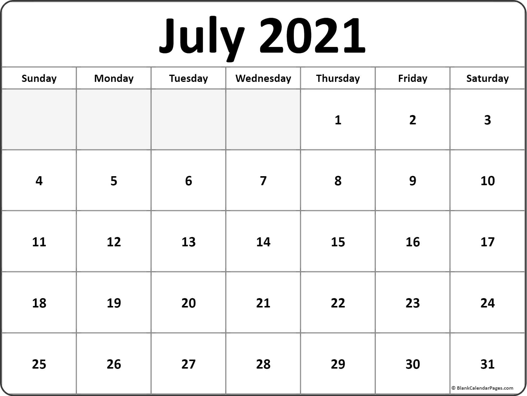 July 2021 Calendar Free Printable Calendar Templates