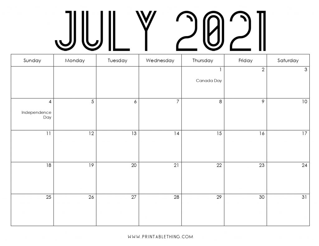July 2021 Calendar Pdf July 2021 Calendar Image Print