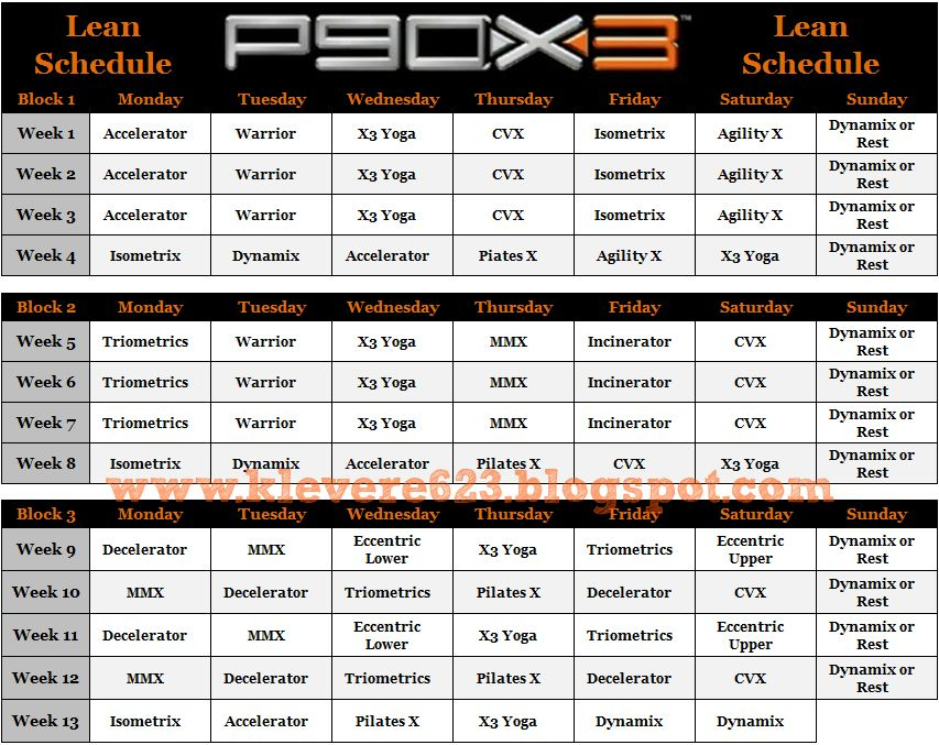 Learning To Love Me P90x3 Schedule And Calendar P90x3