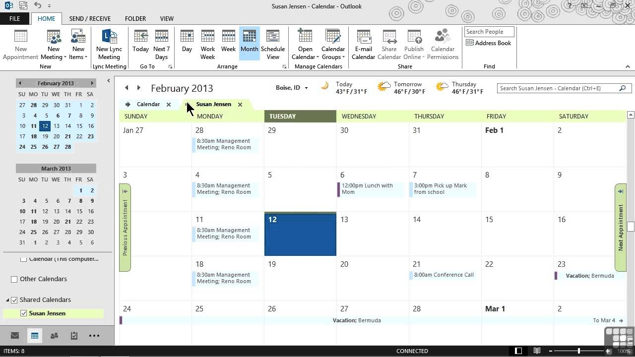 Microsoft Outlook 2013 Tutorial Sharing Calendars And