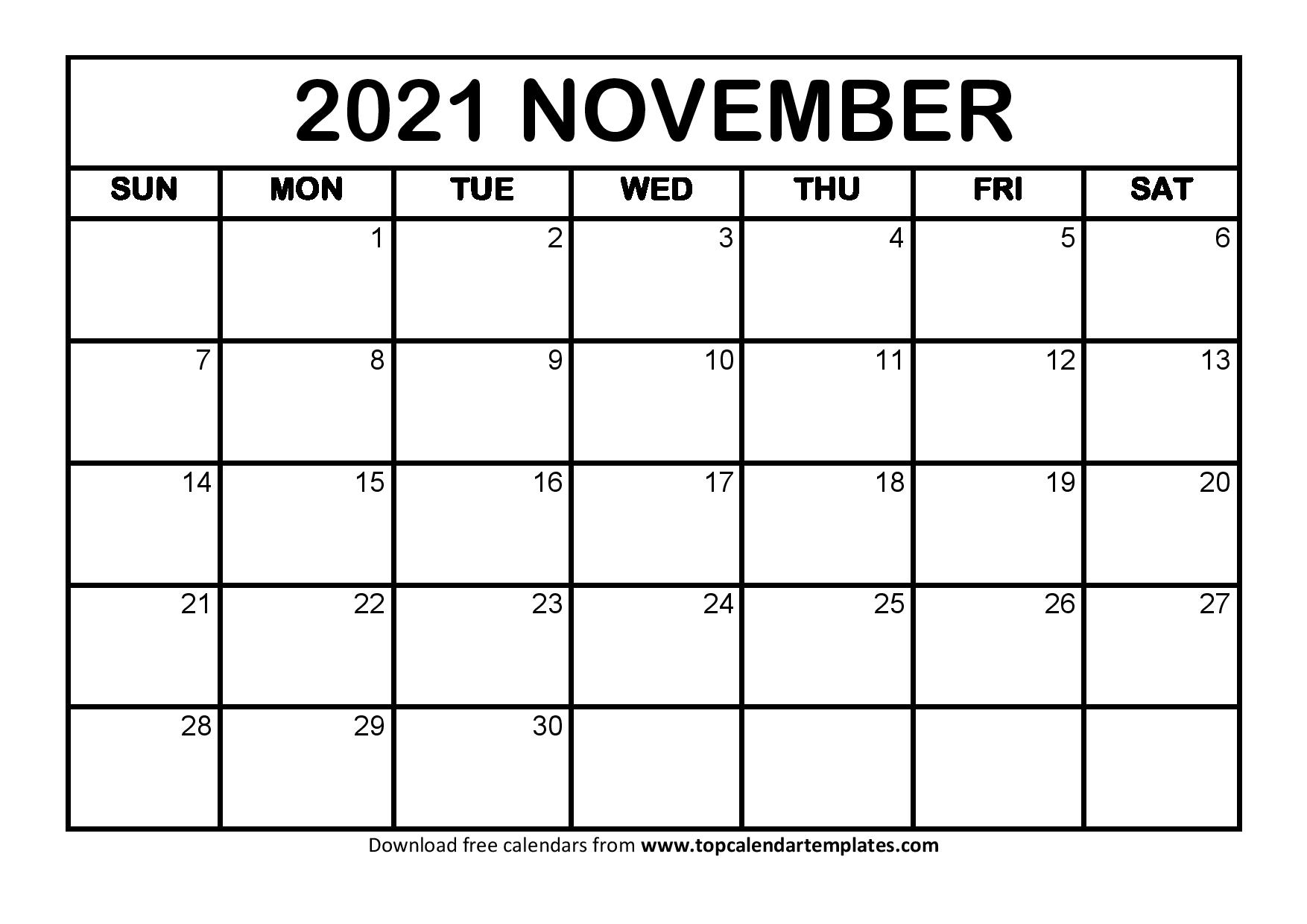 November 2021 Printable Calendar In Pdf Format