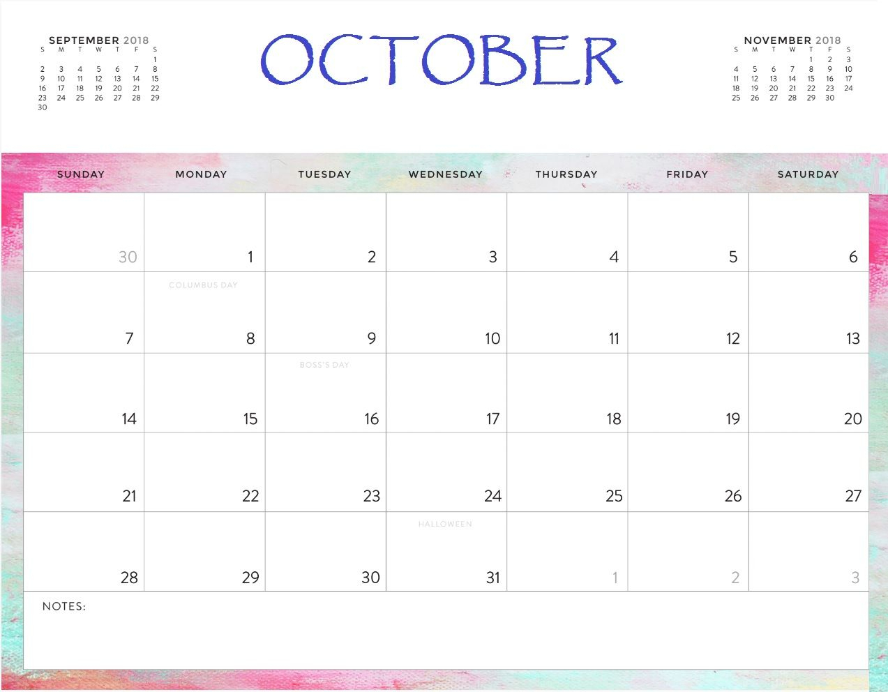 October Printable Calendar Waterproof 2021 Printable