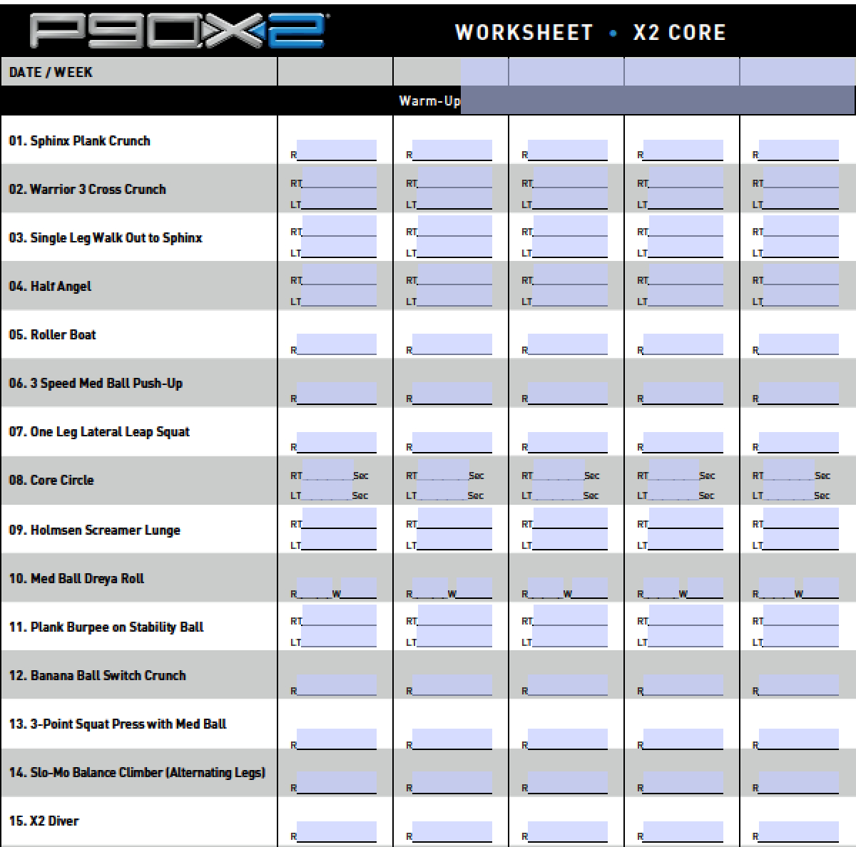 P90x Monthly Worksheets Printable P90x Worksheets