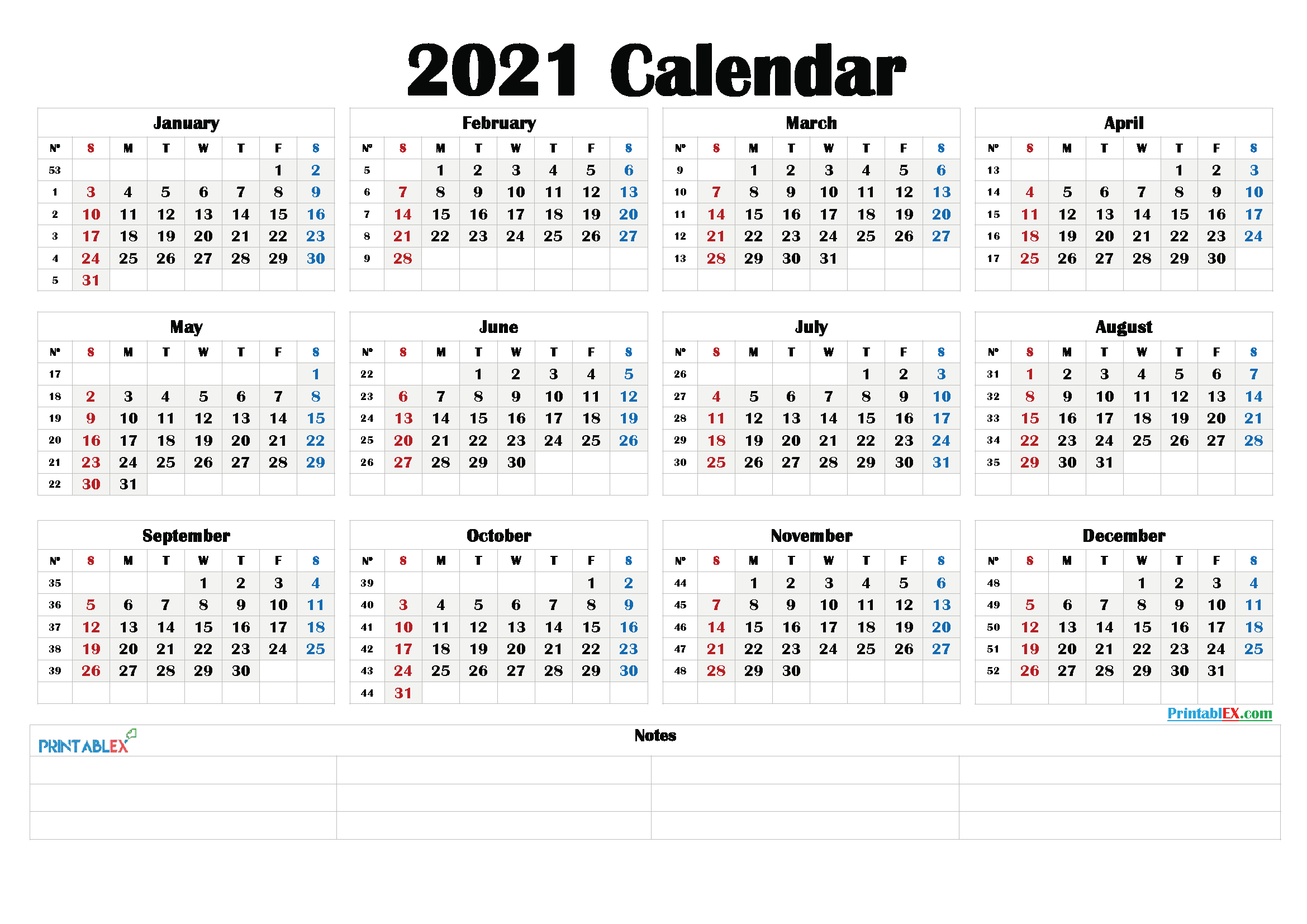 Printable 2021 Calendarmonth 21ytw192 Calendar
