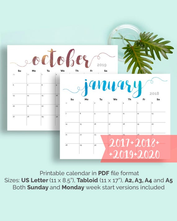 Printable Calendar 2018 2019 Large Wall Calendar 2018 Desk