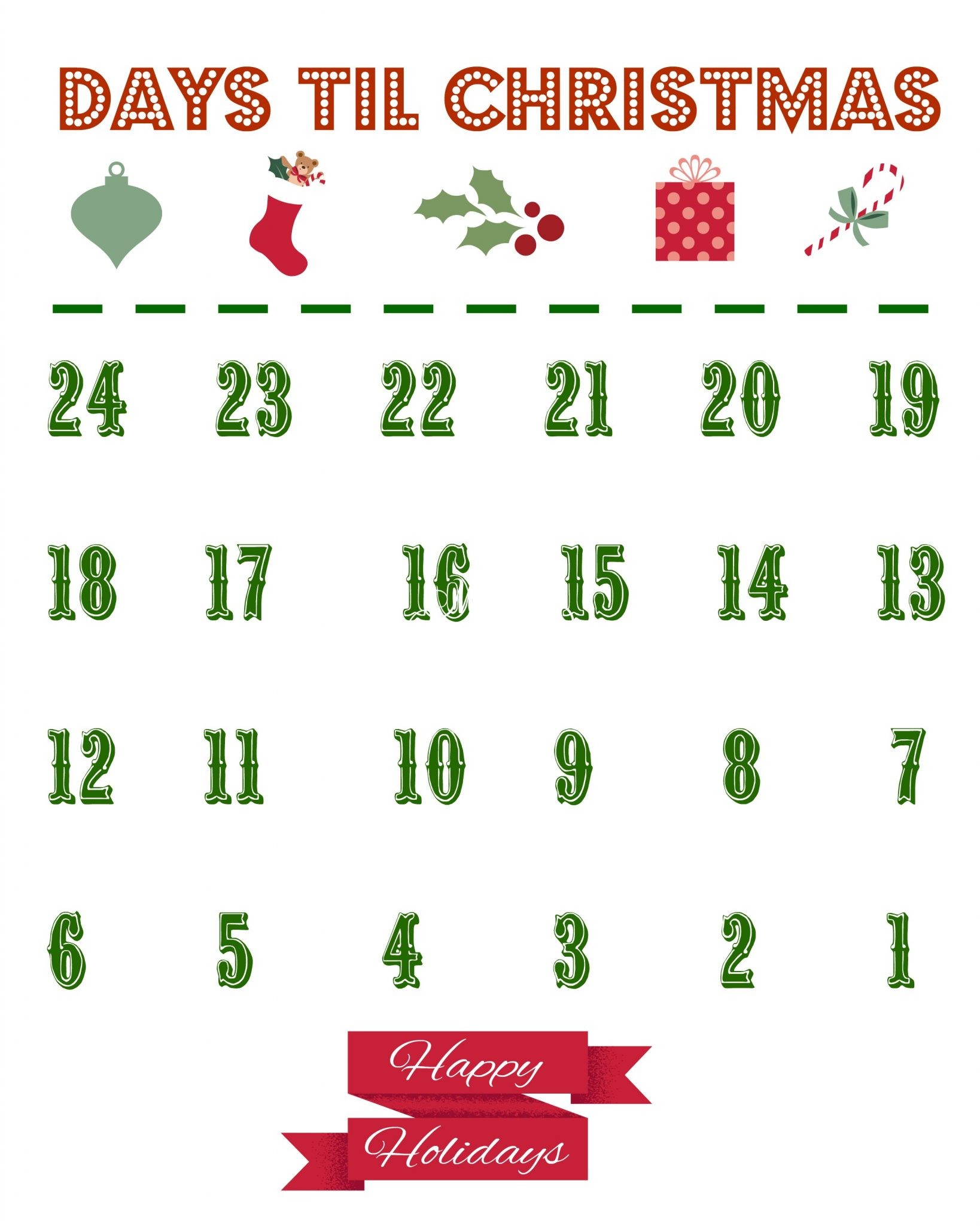 Printable Christmas Countdown Calendar The Country Chic