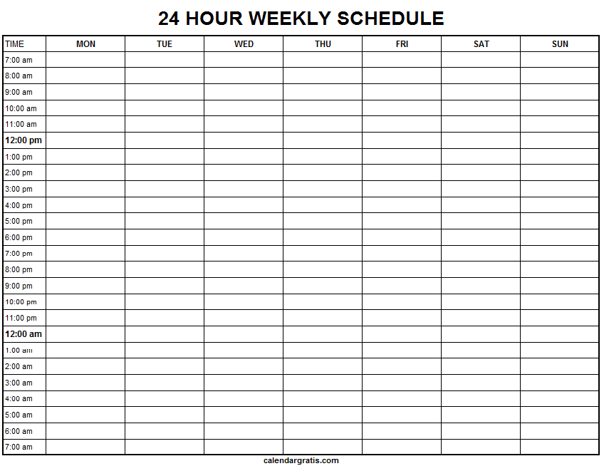 printable hourly schedule template 24 hours planner 1