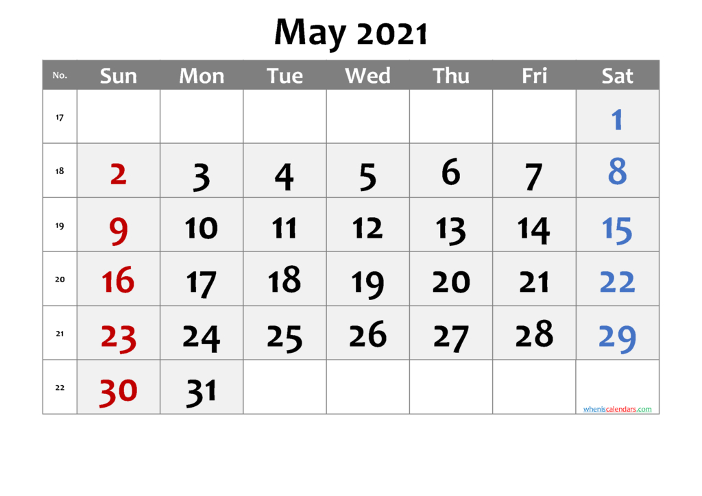 printable may 2021 calendar template pdf word excel