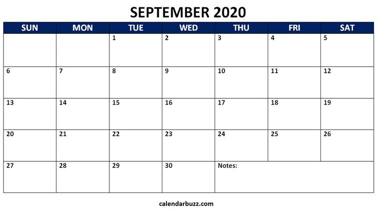 September 2020 Blank Calendar Word Template Calendar