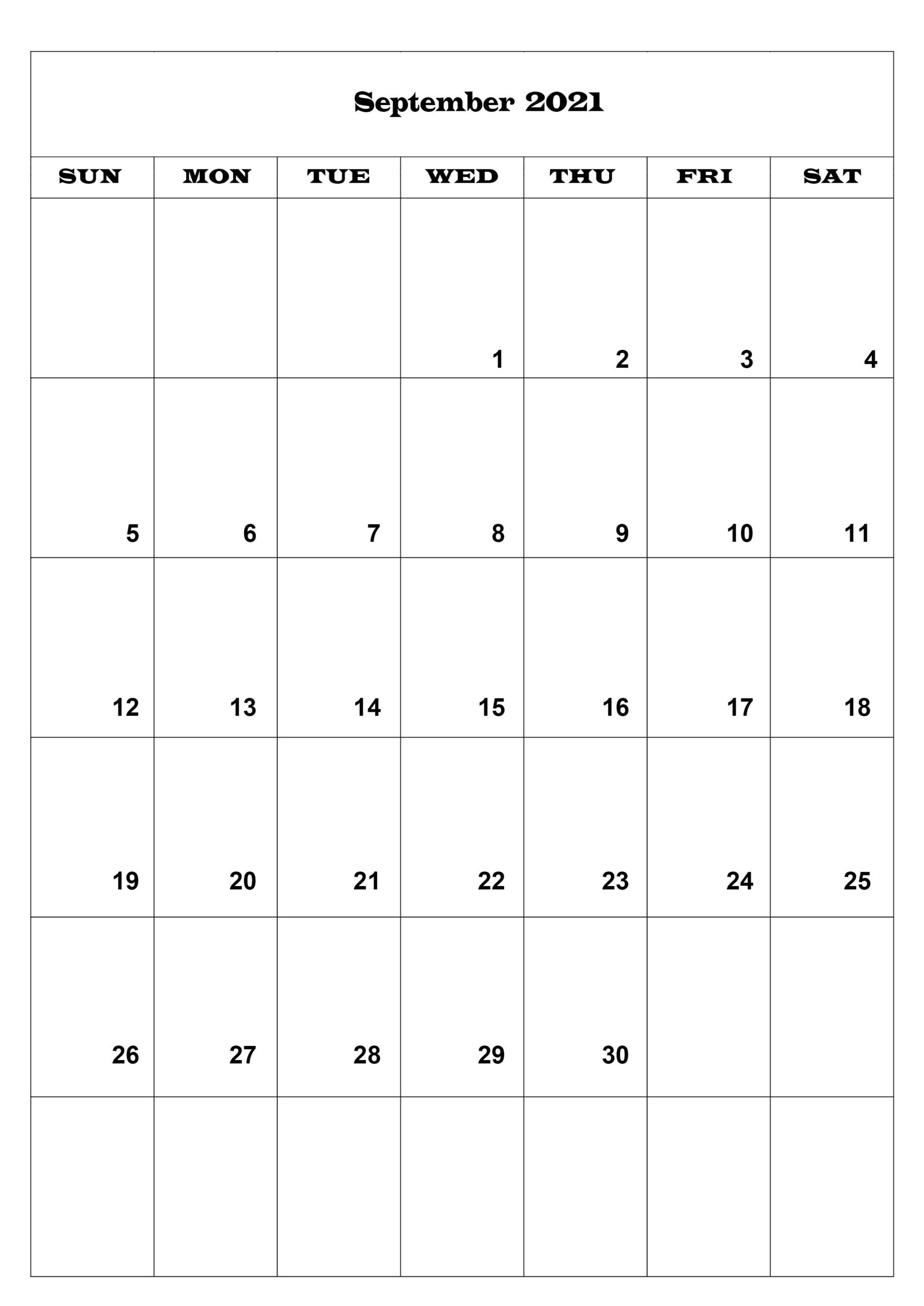 September 2021 A4 Calendar Printable The Calendar
