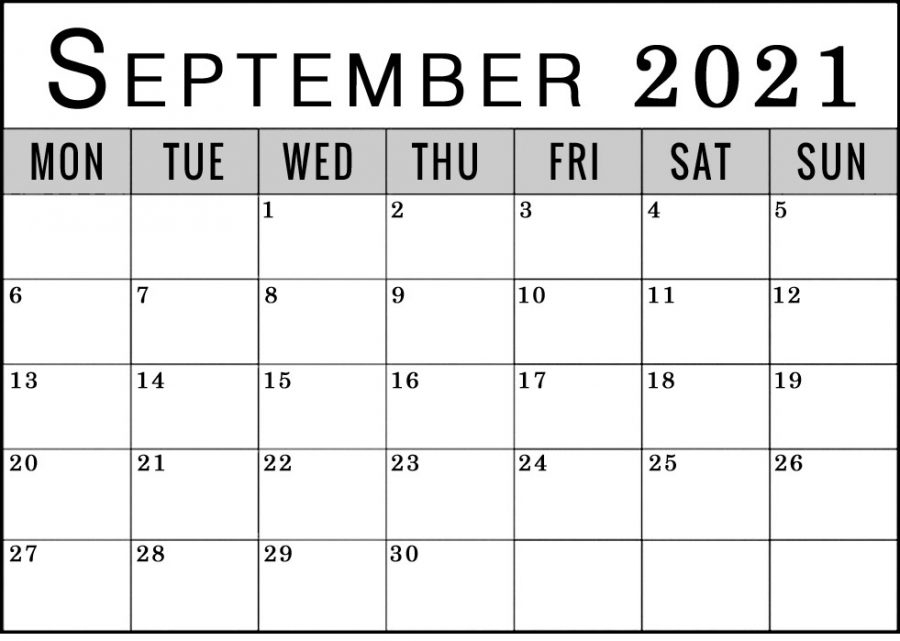 september 2021 calendar monday start to sunday blank free