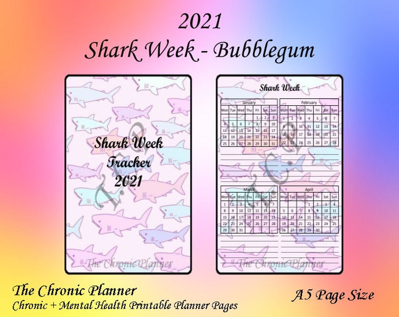 Updated 2021 Shark Week Bubble Gum Period Tracker Etsy