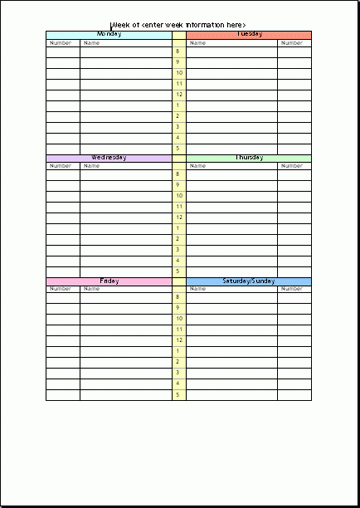 Weekly Appointment Sheet V1 Business Templates