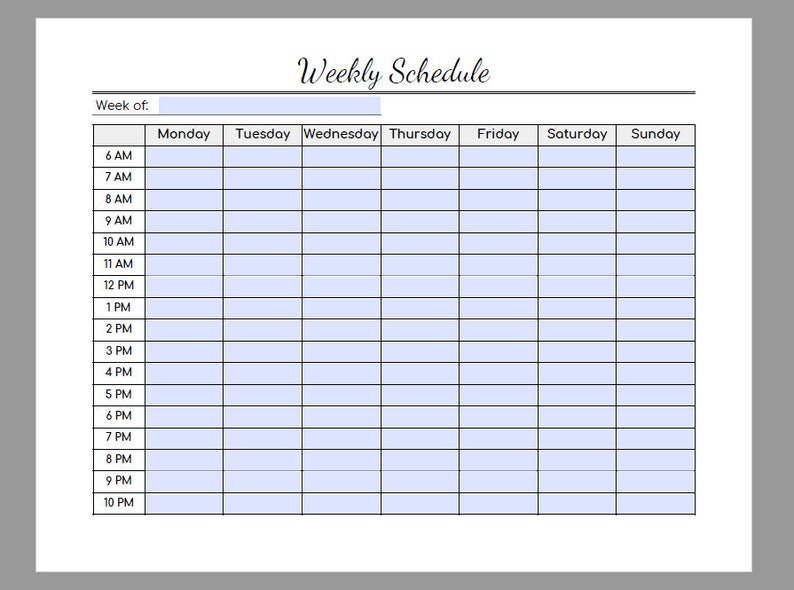 weekly schedule pink editable pdf hourly schedule