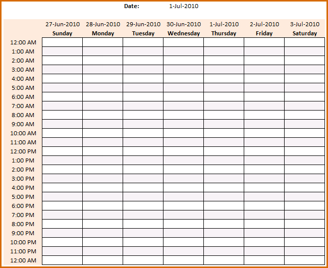 Weekly Schedule Template Hourly 3 Various Ways To Do