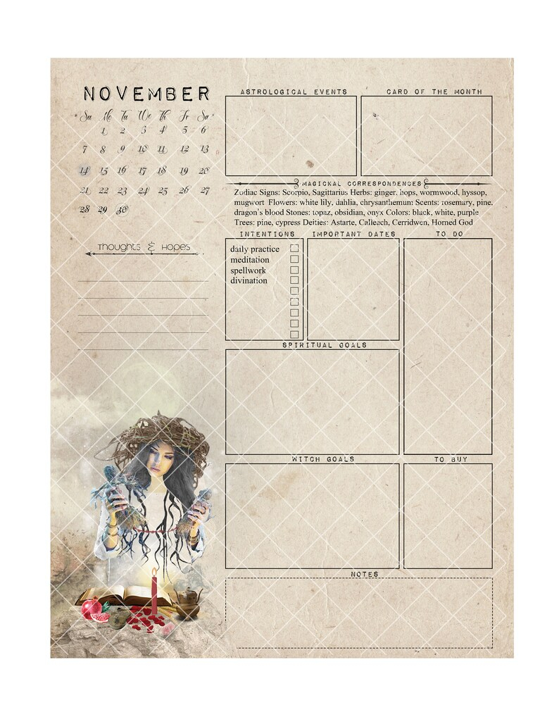 witch planner ii 2021 printable witch calendar planner etsy