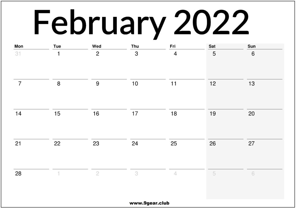 2022 February Printable Calendar November 2022 Calendar