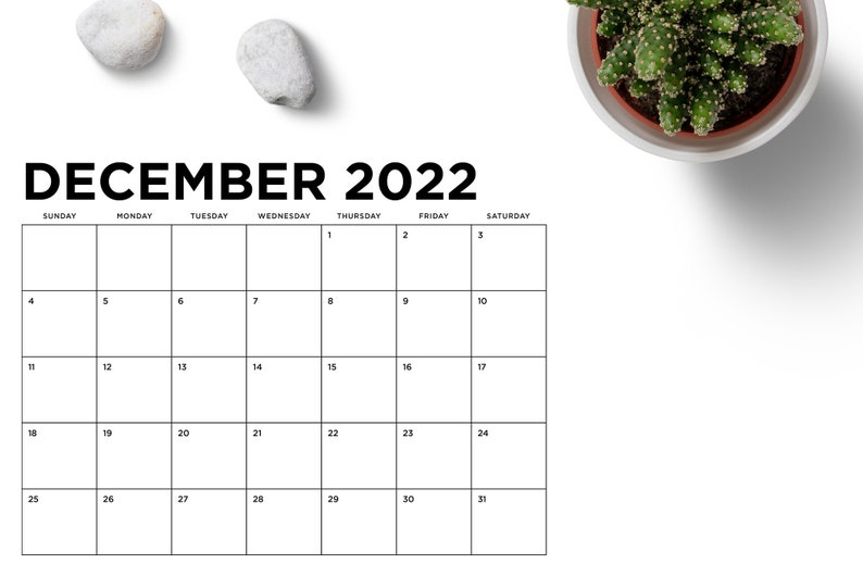8 5 X 11 Inch 2022 Calendar Template Instant Download Etsy