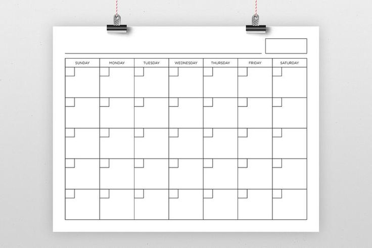 8 5 X 11 Inch Blank Calendar Page Template Instant 1