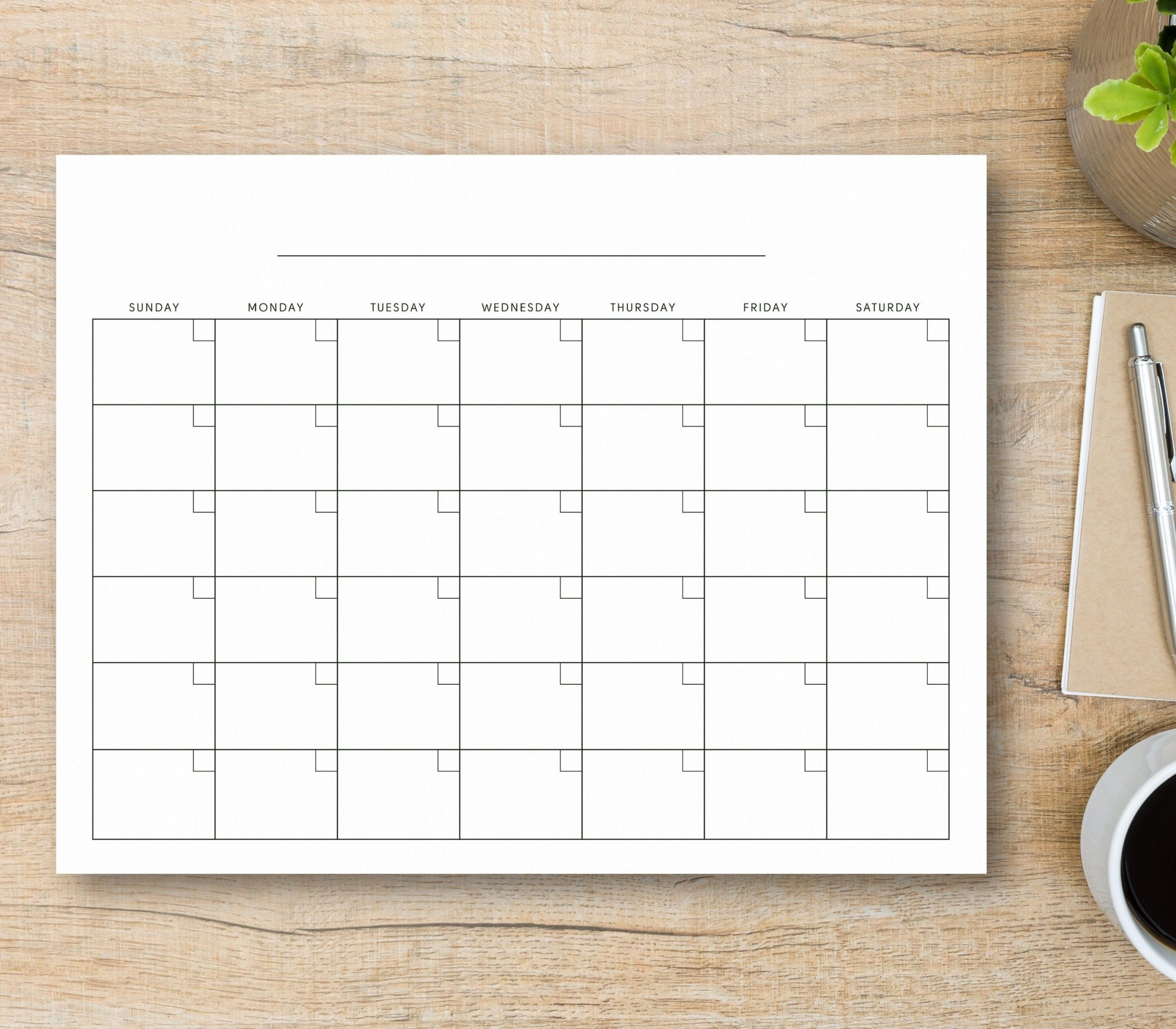 8 5 X 11 Inch Blank Calendar Page Template Instant