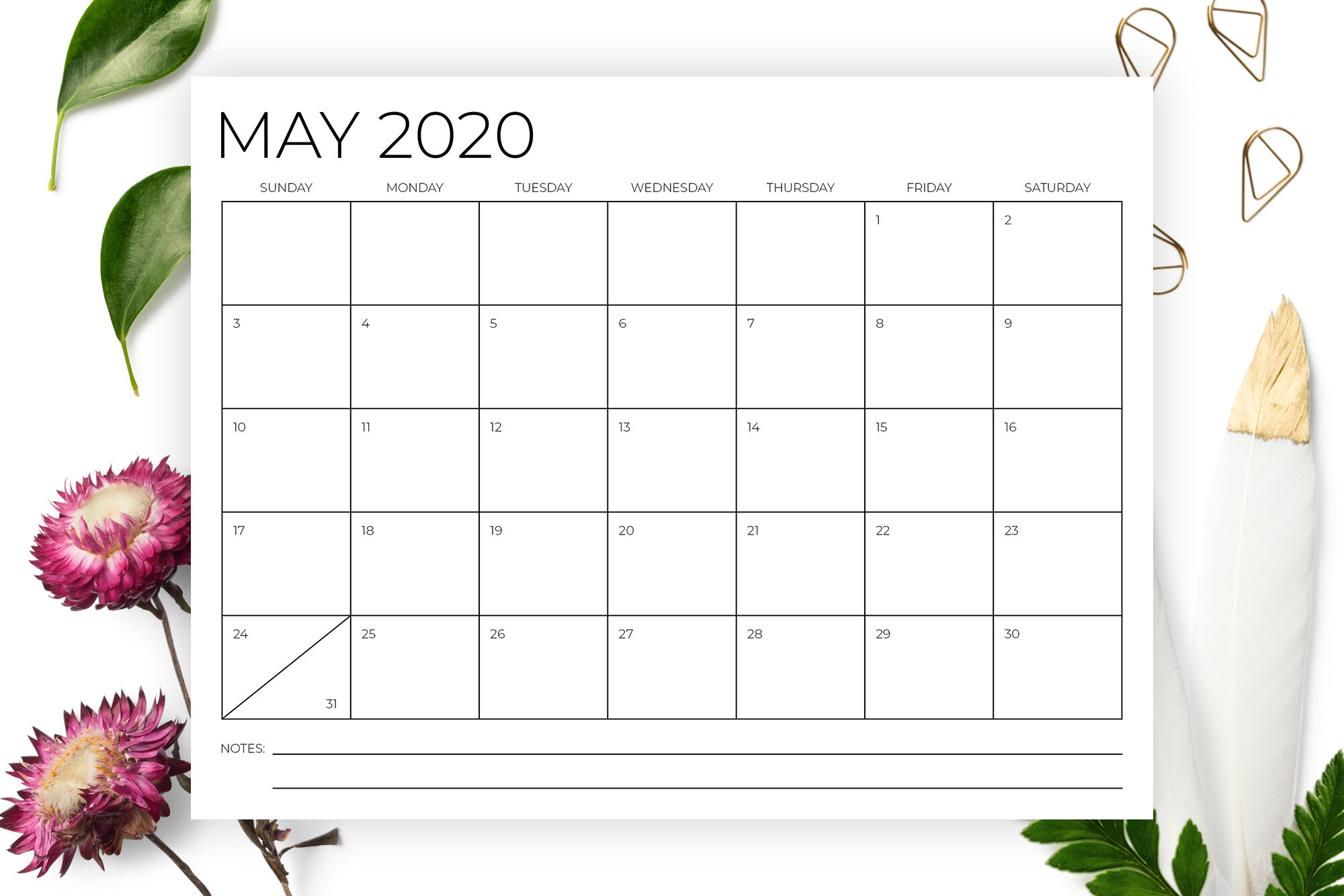 8 5 x 11 inch minimal 2020 calendarrunning with foxes
