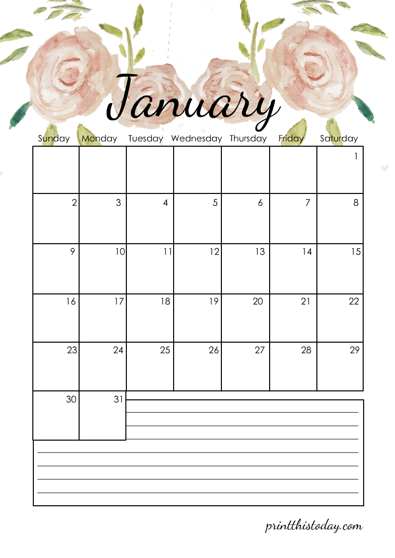 Calendar January 2022 With Notes Idea Avnitasoni
