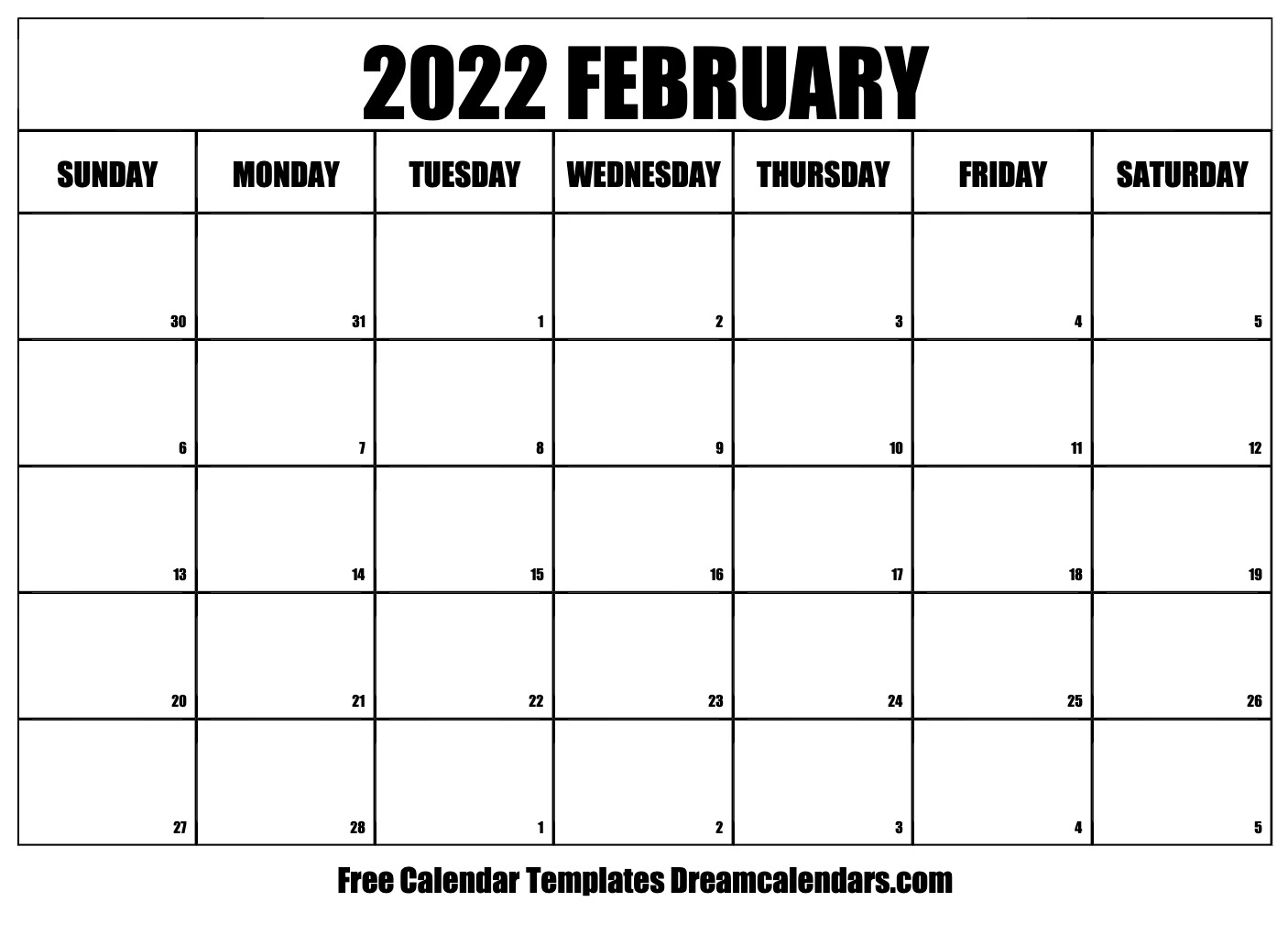 february 2022 calendar free blank printable templates