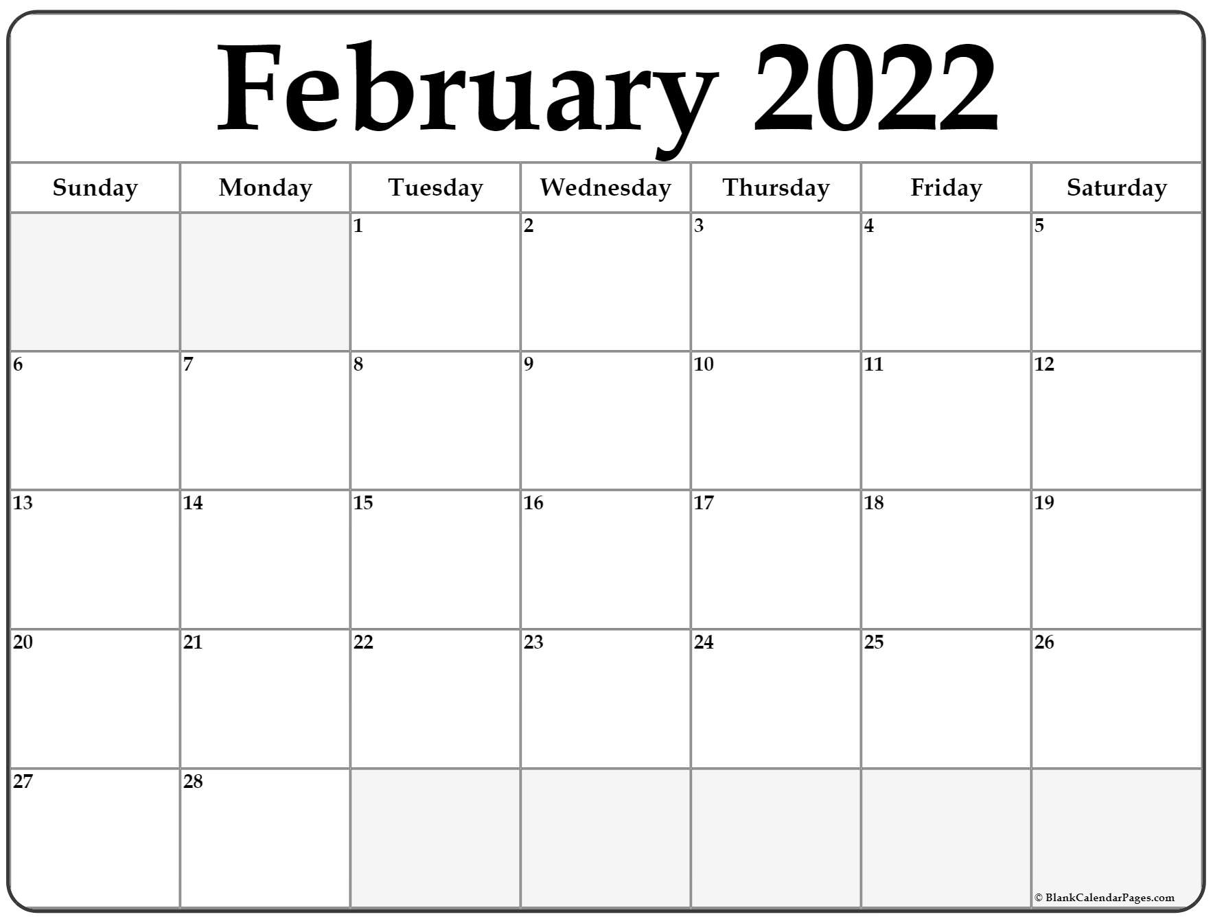 February 2022 Calendar Free Printable Calendar Templates 1
